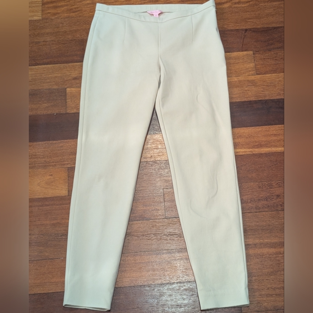 Lilly Pulitzer Tan Stretch Pants Size 10 Side Zipper